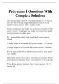 Peds exam 1 Questions With Complete Solutions