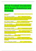 NFHS Football Vocabulary 2019 Exam Questions and Answers 