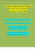 TEST BANK  - Safe Maternity & Pediatric Nursing Care Second Edition by Luanne Linnard-Palmer Chapter 1 - 38 | 100 % Complete