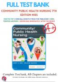 Test Bank For Community Public Health Nursing 7th Edition Promoting the Health of Populations By Mary A. Nies; Melanie McEwen ( 2019 -2020 ) / 9780323528948 / Chapter 1-34 / Complete Questions and Answers A+