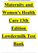 Maternity and Women's Health Care 13th Edition Lowdermilk Test Bank