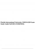 Florida International University CHEM 4220 Exam 4 Study Guide Fall 2023 (VERIFIED).