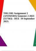 THL1501 Assignment 2 (ANSWERS) Semester 2 2023 (557363) - DUE  19 September 2023.