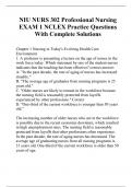 NIU NURS 302 Professional Nursing EXAM 1 NCLEX Practice Questions With Complete Solutions