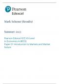 Pearson Edexcel GCE AS Level In Economics A (8EC0) Paper 01 Introduction to Markets and Market Failure -2023 (MARK SCHEME)
