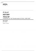 AQA A-level HISTORY 7042/2P Component 2P JUNE 2023 MARK SCHEME: The Transformation of China, 1936–1997