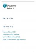 Pearson Edexcel GCE Advanced Subsiduary LevelFurther Mathematics (8FM0) Paper 22 Further Pure Mathematics 2--SUMMER 2023 MARK SCHEME
