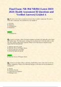Final Exam: NR 304/ NR304 (Latest 2023/ 2024) Health Assessment II| Questions and Verified Answers| Graded A