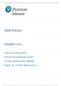  Pearson Edexcel GCE Advanced Subsiduary Level Further Mathematics June 2023 (8FM0 Paper 26:Further Mechanics 2)