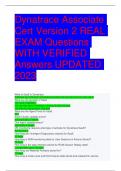 Dynatrace Associate  Cert Version 2 REAL  EXAM Questions  WITH VERIFIED  Answers UPDATED  2023