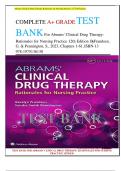 COMPLETE A+ GRADE TEST BANK For Abrams' Clinical Drug Therapy: Rationales for Nursing Practice 12th Edition   By Frandsen, G. & Pennington, S., 2023, Chapters 1-61, ISBN-13 978-1975136130