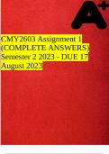 CMY2603 Assignment 1 (COMPLETE ANSWERS) Semester 2 2023 - DUE 17 August 2023