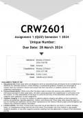 CRW2601 Assignment 1 (ANSWERS) Semester 1 2024 - DISTINCTION GUARANTEED