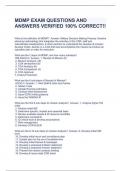 MDMP EXAM QUESTIONS AND ANSWERS VERIFIED 100% CORRECT!!