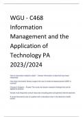 WGU - C468  Information  Management and the  Application of  Technology PA 2023//2024