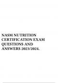 NASM NUTRITION CERTIFICATION EXAM QUESTIONS AND ANSWERS 2023/2024.