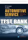 Test Bank For Automotive Service:  Inspection, Maintenance, Repair - 6th - 2020 All Chapters - 9781337794039