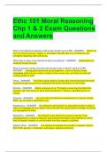 Ethc 101 Moral Reasoning Chp 1 & 2 Exam Questions and Answers 