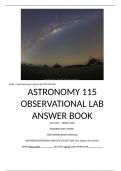 ASTRONOMY 115 OBSERVATIONAL LAB ANSWER BOOK | Detailed and Complete Solutions