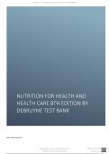 Nutrition for Health and Health Care 8th Edition By DeBruyne TEST BANK.