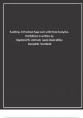 Test Bank for Auditing A Practical Approach with Data Analytics, 2nd Edition 2024 latest revised update by Raymond N. Johnson; Laura Davis Wiley Complete 
