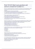 Peds NCLEX final exam questions and answers (Actual test Graded A+)