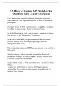 US History Chapters 9-15 Straighterline Questions With Complete Solutions