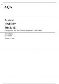 AQA A-level HISTORY Component 1C JUNE 2023 MARK SCHEME: The Tudors: England, 1485-1603
