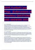 NFHS Football Case  Plays - (Enforcement of  Penalties) QUESTIONS  AND ANSWERS 2023