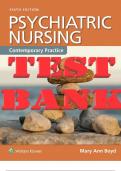 TEST BANK for Psychiatric Nursing: Contemporary Practice 6th Edition by Boyd Mary Ann. ISBN 9781451192438 (Complete Chapters 1-43)