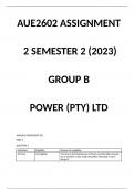 Aue2602 Assignment 2_Semester 2 (2023) Group B_ Power (Pty) Ltd