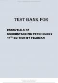 TEST BANK FOR ESSENTIALS OF UNDERSTANDING PSYCHOLOGY 11TH EDITION BY FELDMAN.