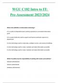 WGU C182 Intro to IT:  Pre-Assessment 2023/2024