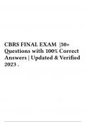 CBRS FINAL EXAM |50+ Questions with 100% Correct Answers | Updated & Verified 2023 .