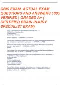 CBIS EXAM 2023-2024 ACTUAL EXAM /200 QUESTIONS AND CORRECT ANSWERS (100% VERIFIED ANSWERS) | ALREADY GRADED A+ (CERTIFIED BRAIN INJURY SPECIALIST EXAM