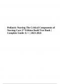 Pediatric Nursing The Critical Components of Nursing Care 2nd Edition Rudd Test Bank | Complete Guide A++ | 2023-2024