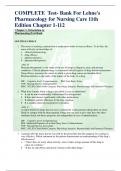 COMPLETE Test- Bank For Lehne's Pharmacology for Nursing Care 11th Edition Chapter 1-112 Chapter 1: Orientation to PharmacologyTest Bank MULTIPLE CHOICE 1. The nurse is teaching a patient how a medication works to treat an illness. To do this, the nurs