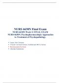NURS 6630 Final Exam (Latest  Version 9 ) / NURS 6630N Final Exam/ NURS-6630N:Psychopharmacologic Approaches to Treatment of Psychopathology, Walden University