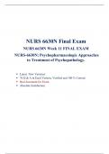 NURS 6630 Final Exam (Latest  Version 3 ) / NURS 6630N Final Exam/ NURS-6630N:Psychopharmacologic Approaches to Treatment of Psychopathology, Walden University