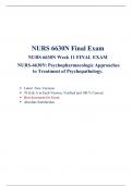 NURS 6630 Final Exam (Latest  Version 1 ) / NURS 6630N Final Exam/ NURS-6630N:Psychopharmacologic Approaches to Treatment of Psychopathology, Walden University