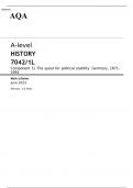 AQA A-level HISTORY Component 1L JUNE 2023 MARK SCHEME: The quest for political stability: Germany, 1871–1991