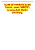 NURS 6640 Midterm Exam Q & As Latest 2022/2023, Download A+ Walden University.