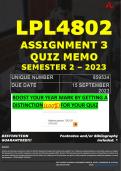 LPL4802 ASSIGNMENT 3 QUIZ MEMO - SEMESTER 2 - 2023 - UNISA - DUE DATE: - 15 SEPTEMBER 2023 (DETAILED MEMO – FULLY REFERENCED – 100% PASS - GUARANTEED)