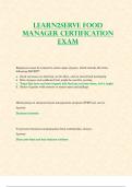 Learn2Serve FOOD MANAGER CERTIFICATION EXAM - Correct & Verified Answers (2023/2024)