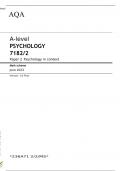 AQA A-level PSYCHOLOGY 7182/2 Paper 2 Psychology in context Mark scheme June 2023
