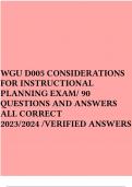 WGU D005 CONSIDERATIONS FOR INSTRUCTIONAL PLANNING EXAM/ 90 QUESTIONS AND ANSWERS ALL CORRECT 2023/2024 /VERIFIED ANSWERS .