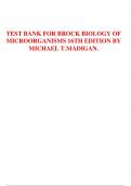 TEST BANK FOR BROCK BIOLOGY OF MICROORGANISMS 16TH EDITION BY MICHAEL T. MADIGAN.