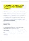 ASTRONOMY 101 FINAL EXAM QUESTIONS WITH CORRECT ANSWERS 