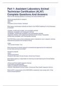 Part 1- Assistant Laboratory Animal Technician Certification (ALAT) Complete Questions And Answers
