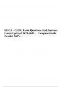 HCCA - CHPC Exam Questions And Answers Latest Updated 2023-2024 | Complete Guide Graded 100%